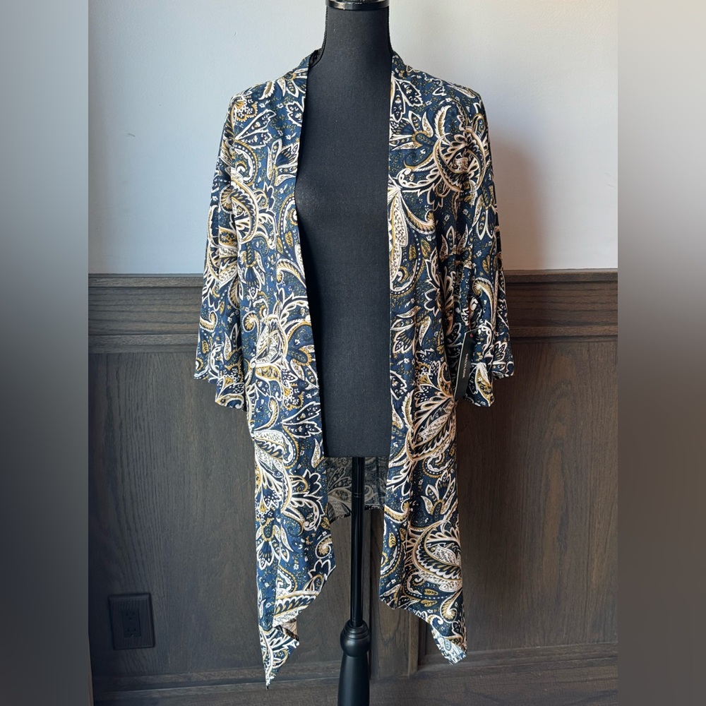 BILA77 Elegant blue Paisley Kimono beach NWT  xs